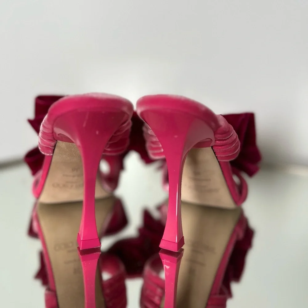 Like New JIMMY CHOO Flaca 100 Bow-Embellished Velvet Mules 36 $1,095